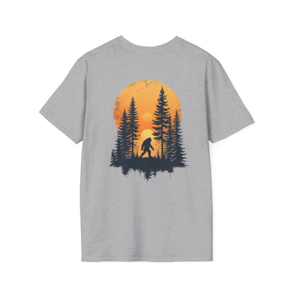 Bigfoot Sunset T-Shirt — Sasquatch Forest Graphic Tee Printify