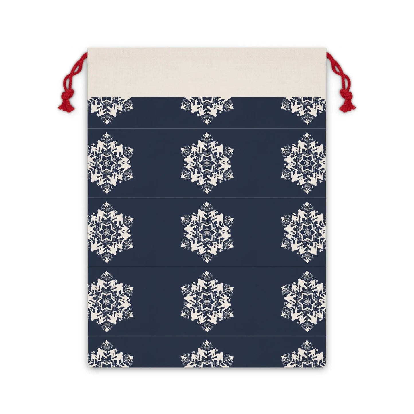Bigfoot Snowflake Pattern Gift Bag - Stylish Fabric Pouch for Holidays and Special Occasions - Squatch Wear