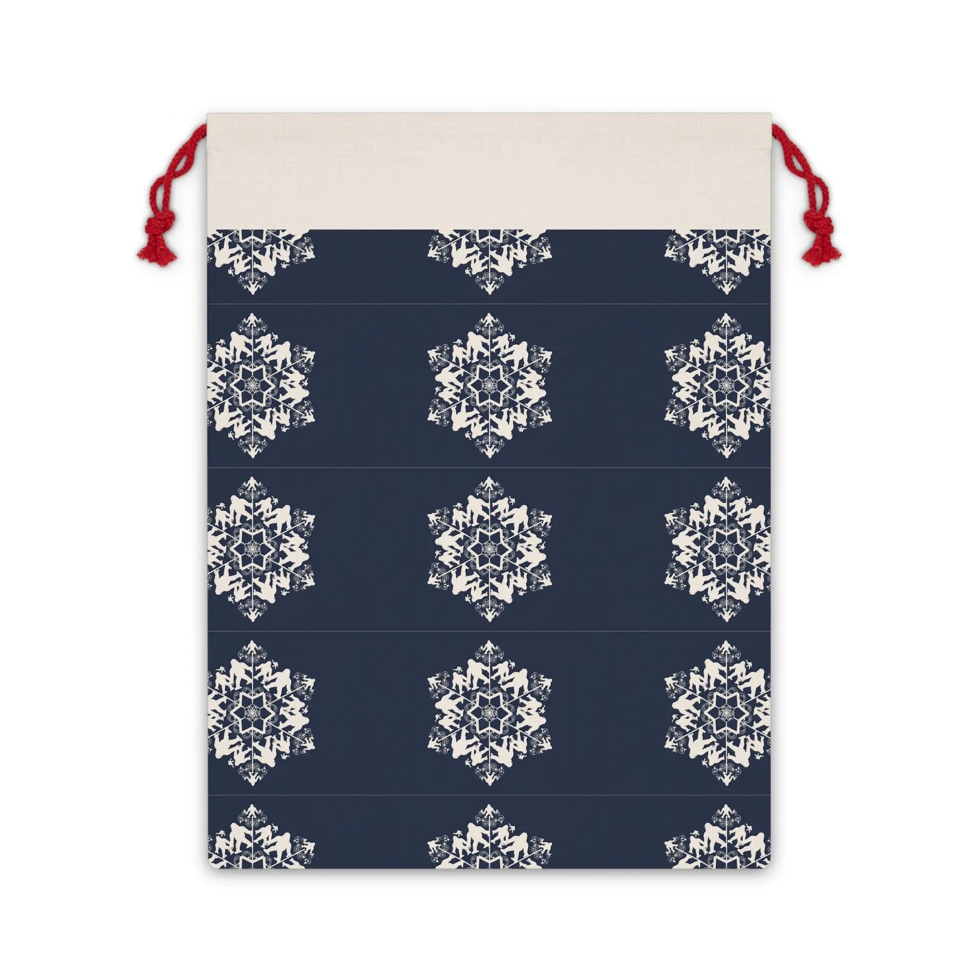 Bigfoot Snowflake Pattern Gift Bag - Stylish Fabric Pouch for Holidays and Special Occasions - Squatch Wear