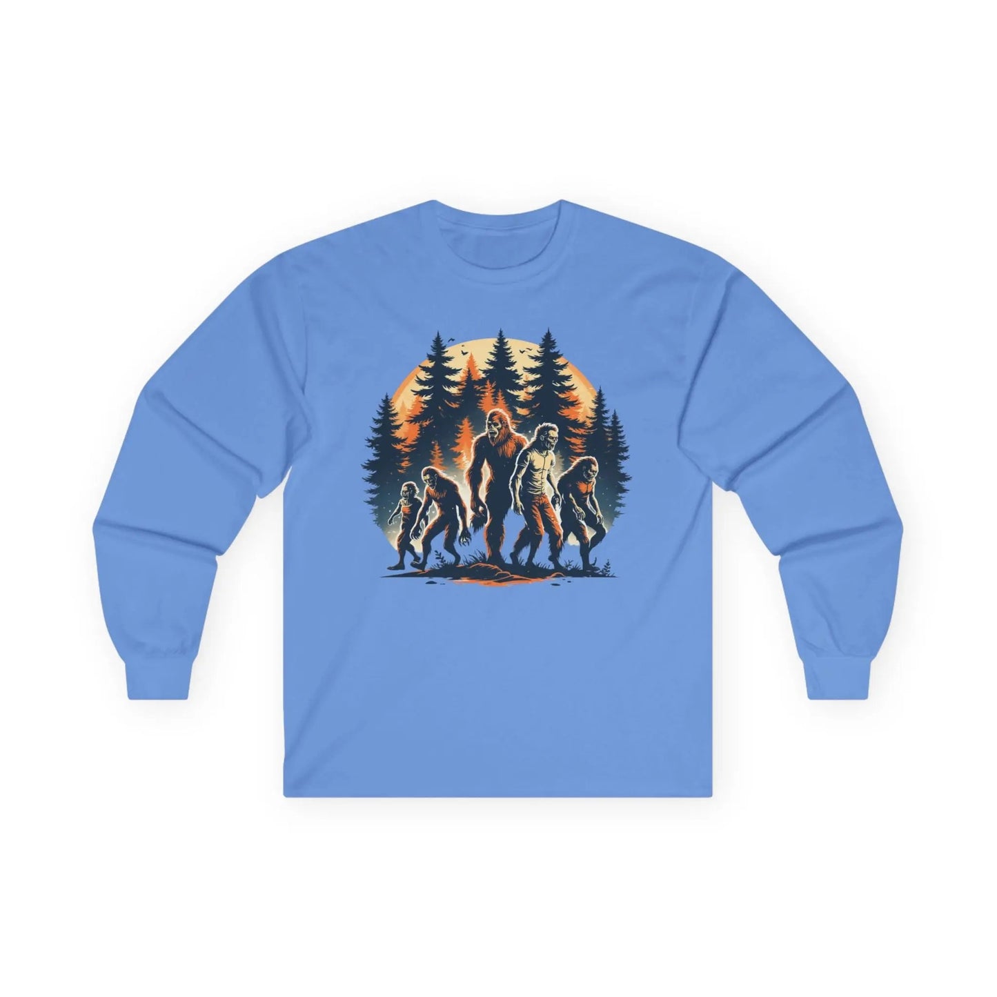 Unisex Bigfoot Long Sleeve Tee – Forest & Camping Shirt, Outdoor Adventure Gift, Halloween & Nature Apparel Printify