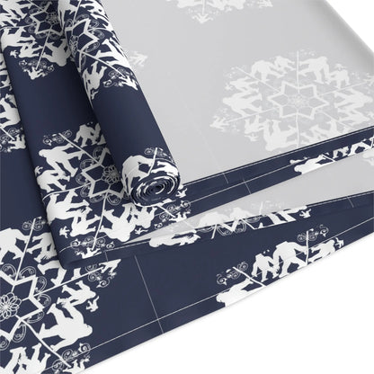 Bigfoot Snowflake Pattern Table Runner — Cotton-Poly Holiday Dinner Decor Printify