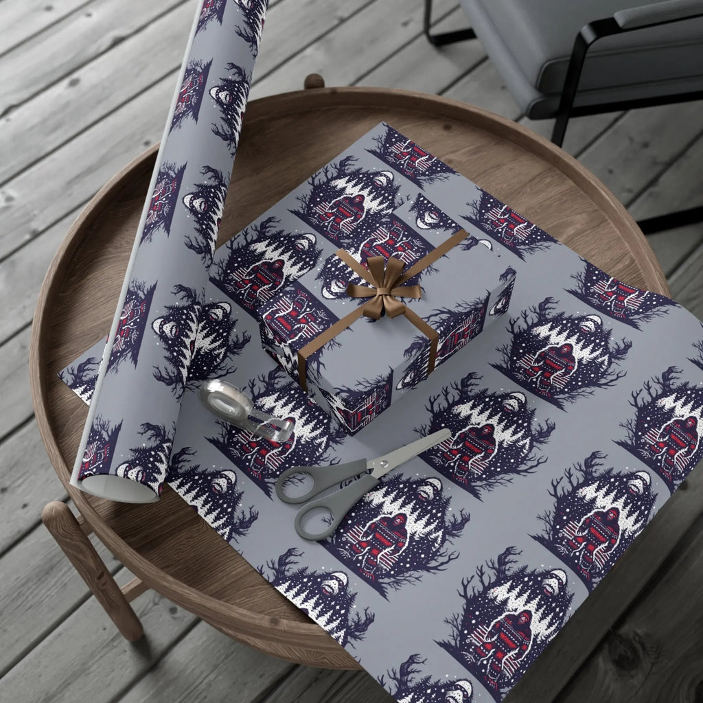 Cozy Bigfoot Gift Wrap Papers – Unique Eco-Friendly Wrapping for Nature Lovers, Holidays & Celebrations Printify