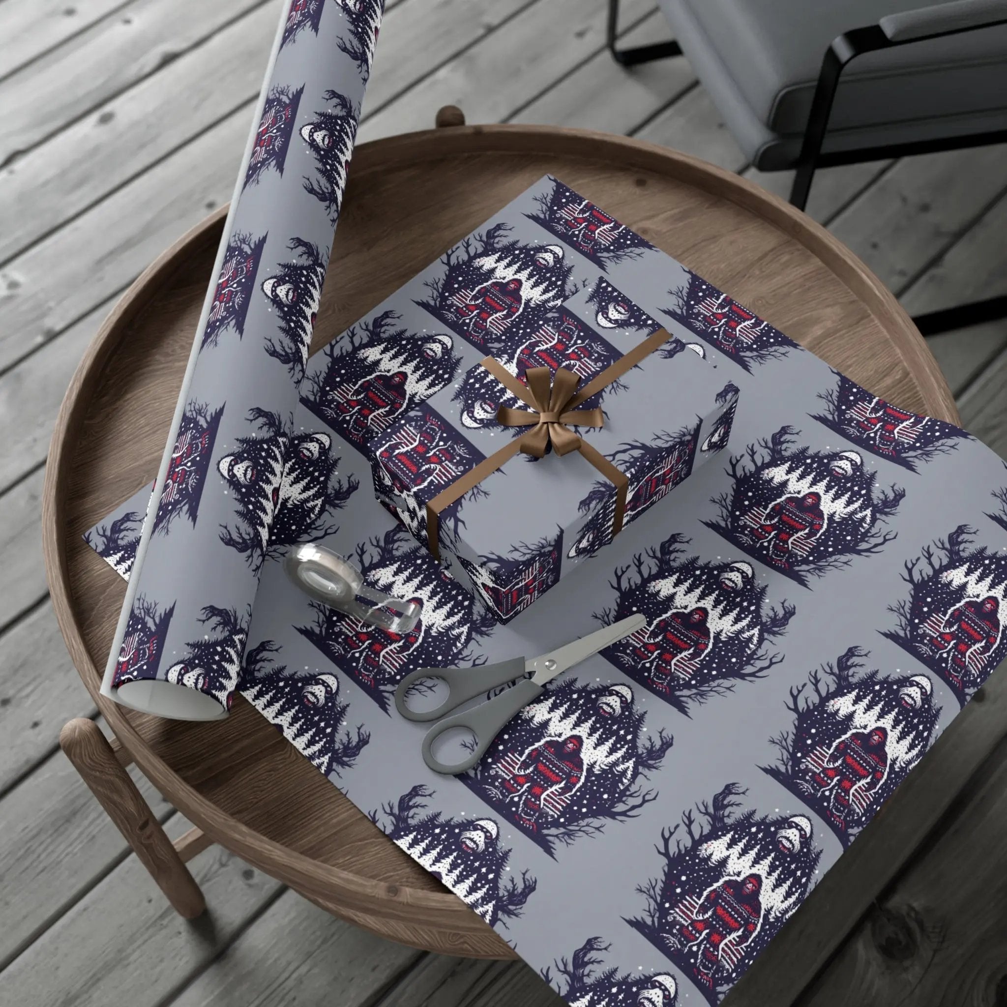 Cozy Bigfoot Gift Wrap Papers – Unique Eco-Friendly Wrapping for Nature Lovers, Holidays & Celebrations Printify