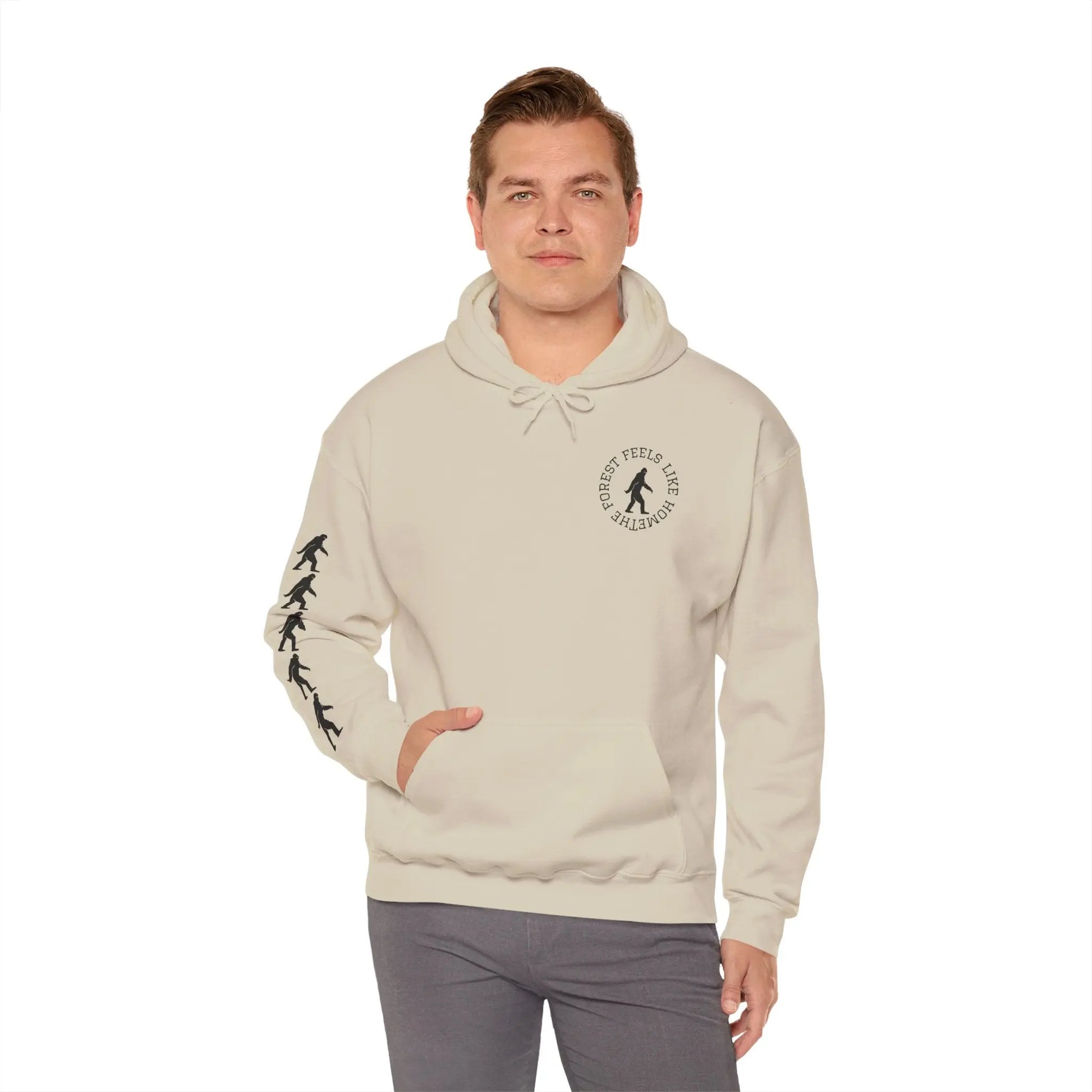 Bigfoot Forest Hoodie — Sasquatch Silhouette Sunset Pullover Printify