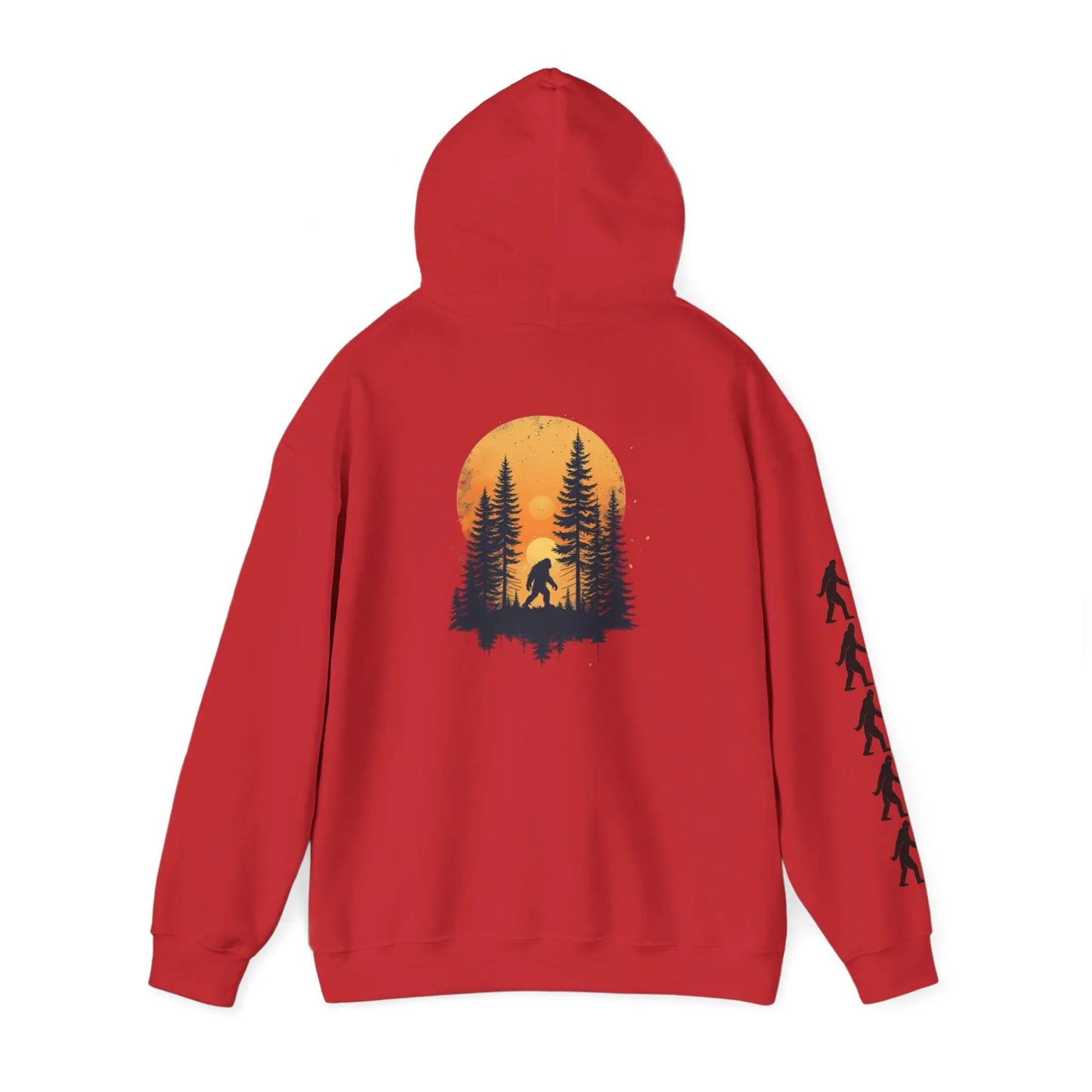 Bigfoot Forest Hoodie — Sasquatch Silhouette Sunset Pullover Printify