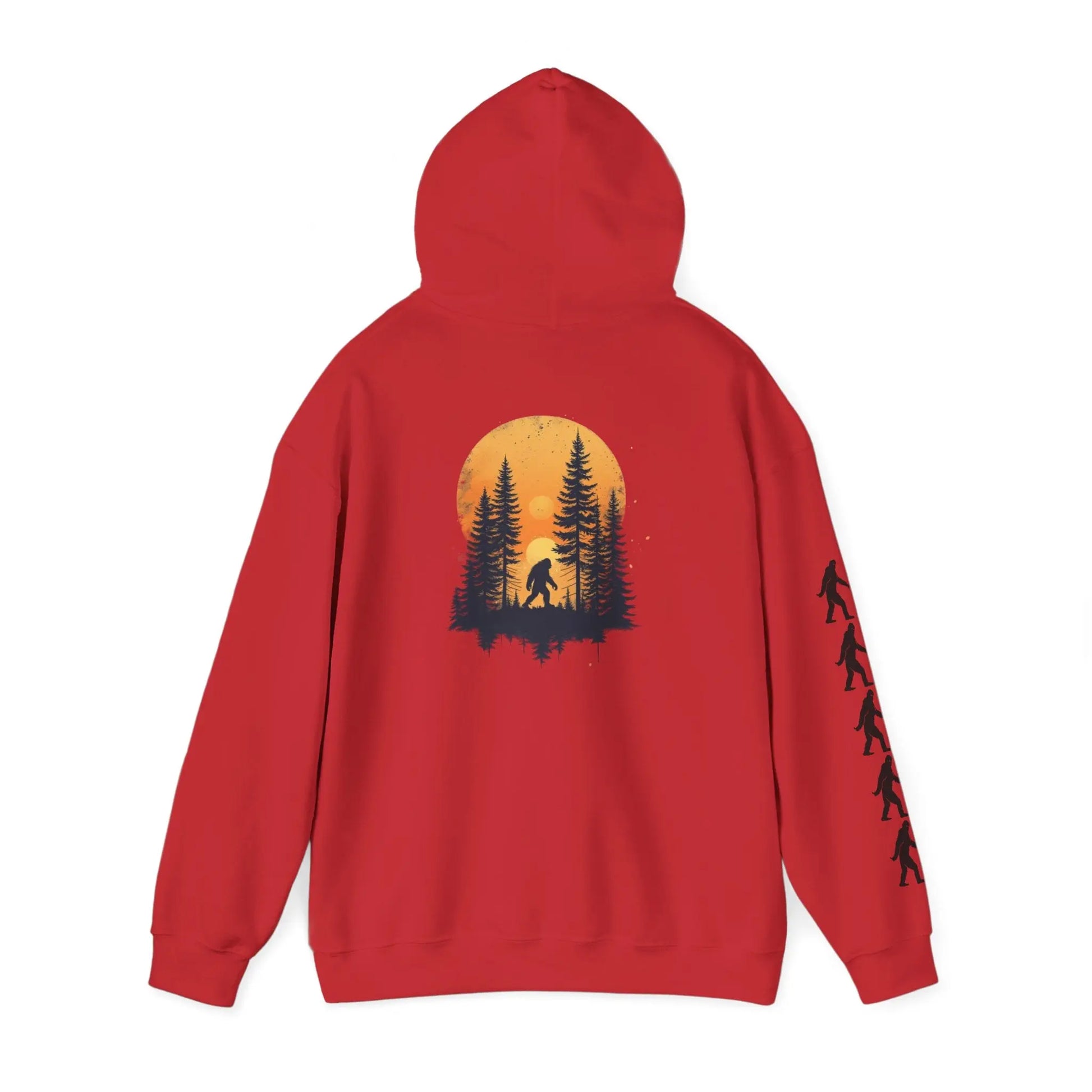 Bigfoot Forest Hoodie — Sasquatch Silhouette Sunset Pullover Printify