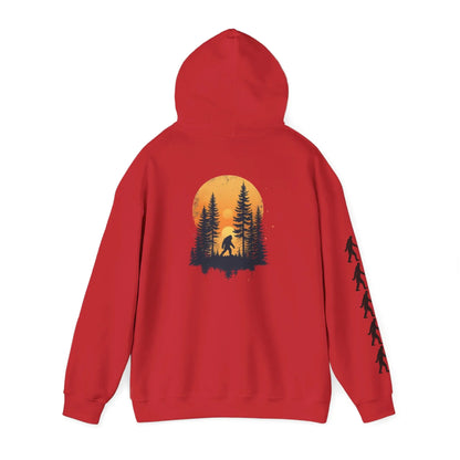 Bigfoot Forest Hoodie — Sasquatch Silhouette Sunset Pullover Printify