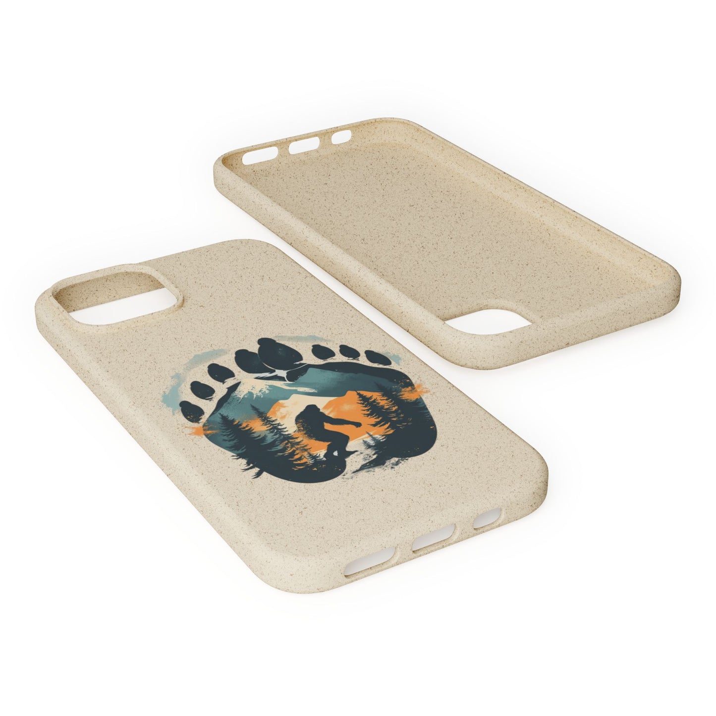 Bigfoot Print Phone Case – Compostable PLA & Bamboo Forest Design Printify