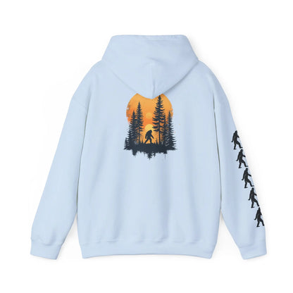Bigfoot Forest Hoodie — Sasquatch Silhouette Sunset Pullover Printify