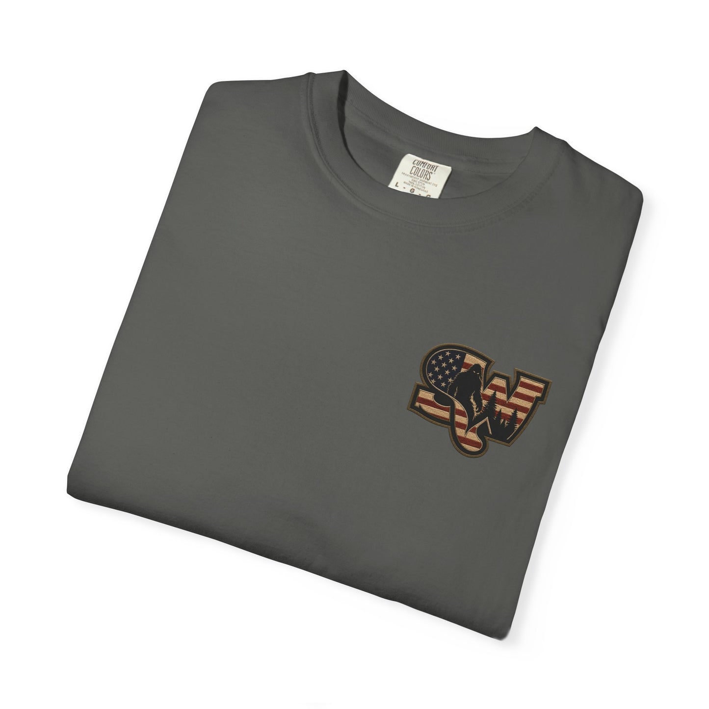 Patriotic Bigfoot Flag T-Shirt — American Sasquatch Graphic Tee