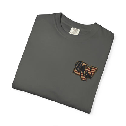 Patriotic Bigfoot Flag T-Shirt — American Sasquatch Graphic Tee