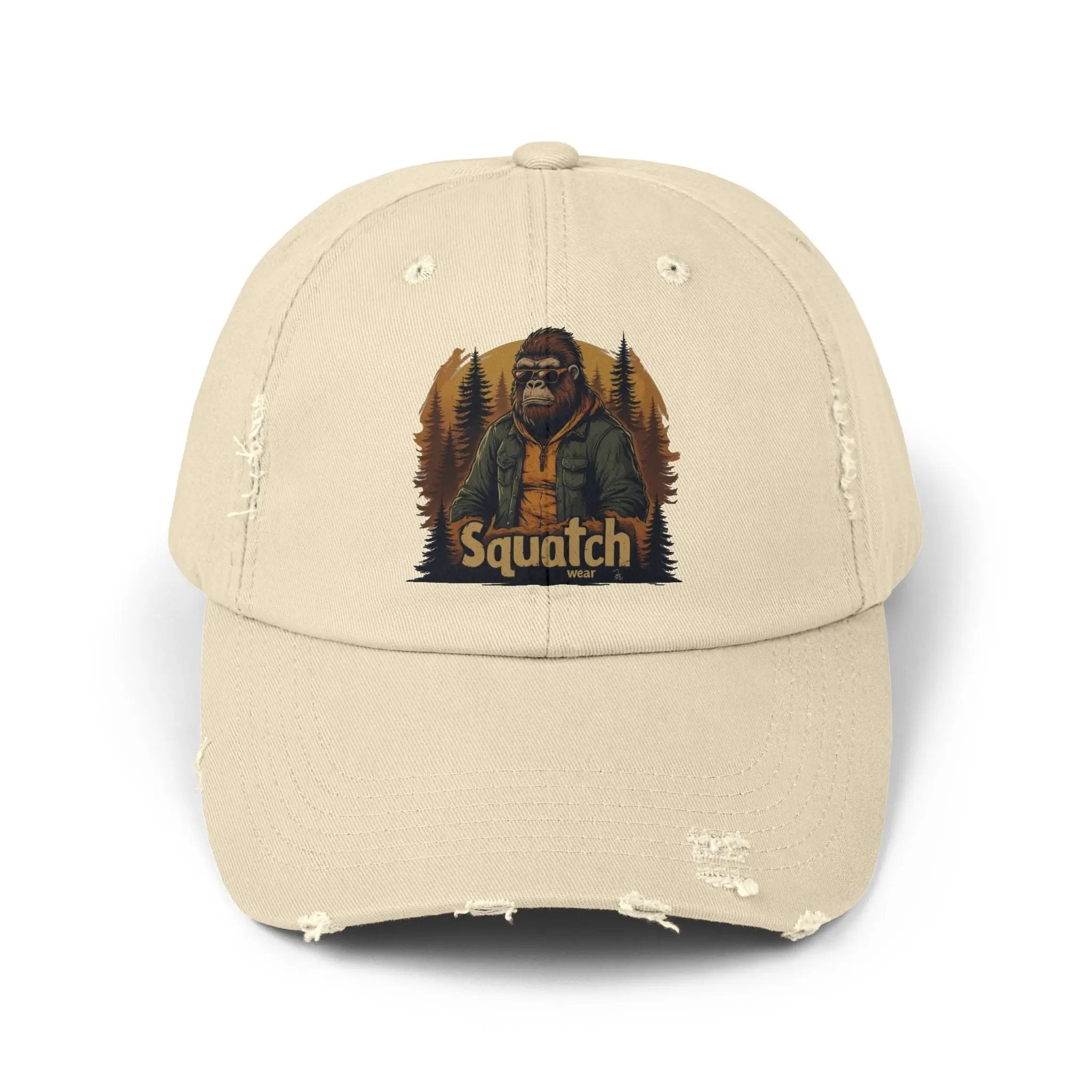 Unisex Distressed Squatch Cap – Casual Outdoor Hat for Hiking, Camping & Festivals - Squatch Wear