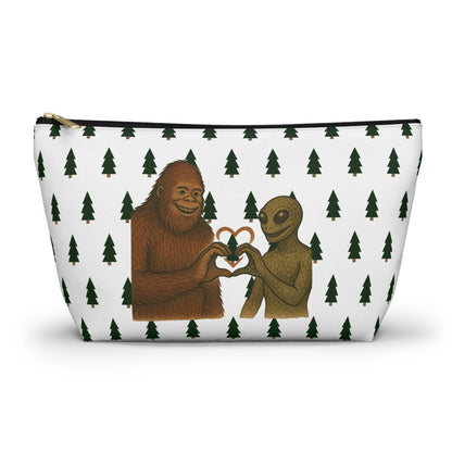 Bigfoot and Alien Accessory Pouch – Woodland Zip-Top Organizer Bag Printify