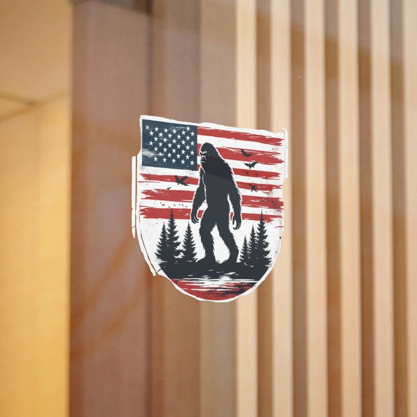 American Bigfoot Sticker — Patriotic Sasquatch Die-Cut Sticker Printify