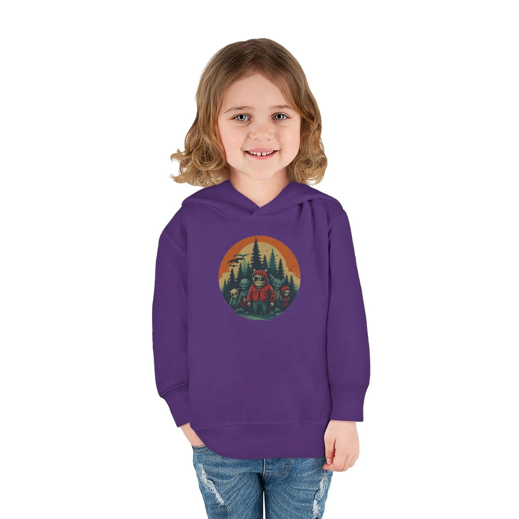 Adventure-Ready Toddler Pullover Fleece Hoodie – Cozy Kids Hoodie, Camping-Themed Gift, Fall/Winter Toddler Apparel Printify