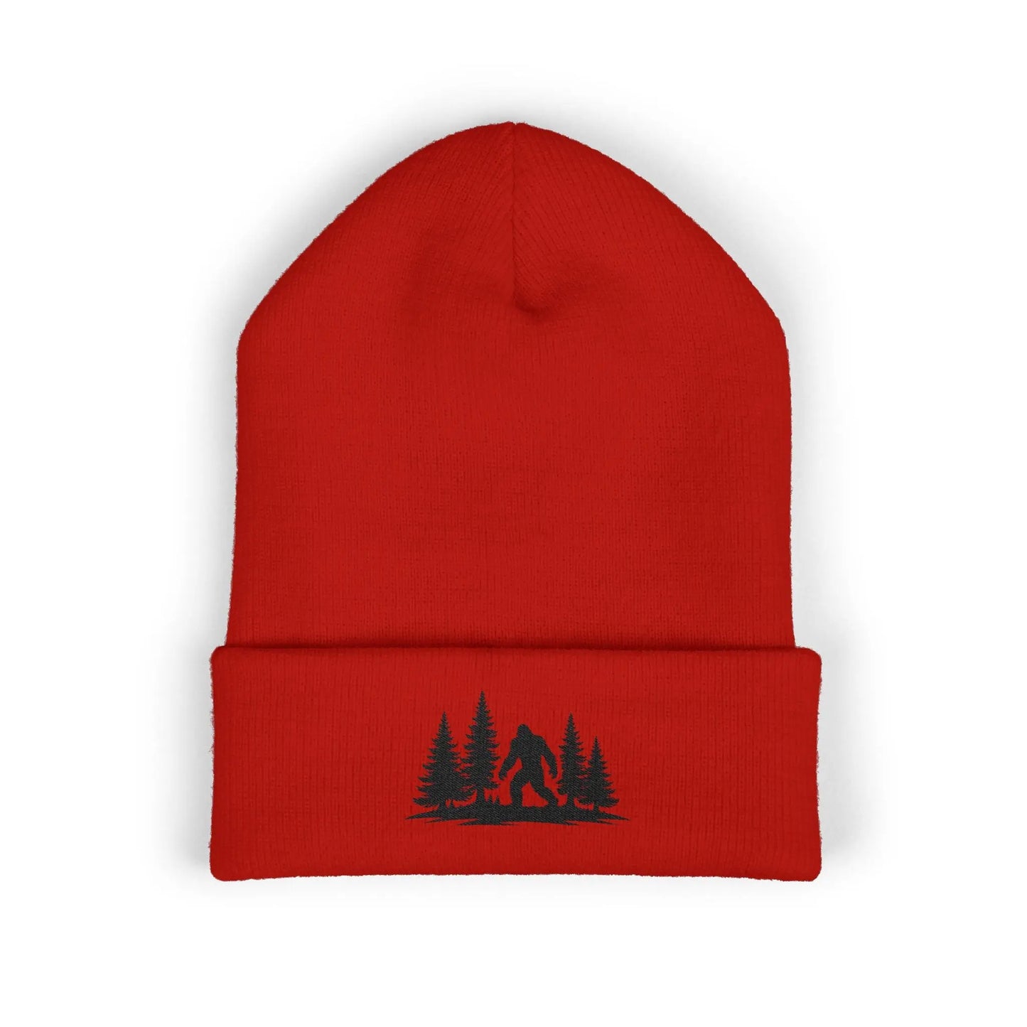 Embroidered Mountain & Pine Trees Cuffed Beanie