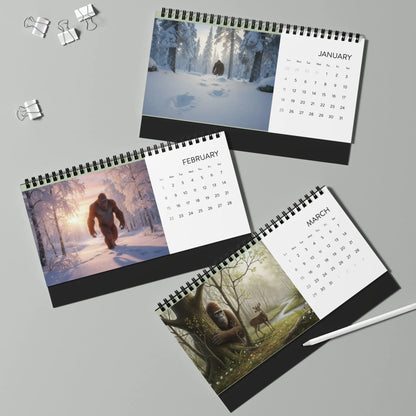 Bigfoot Adventure 2026 Desktop Calendar – Mystical Cryptid Art for Your Workspace - Squatch Wear