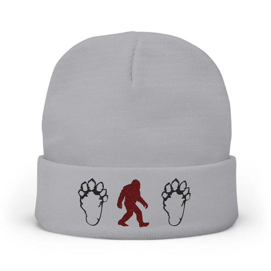 Embroidered Sasquatch Beanie – Cozy Knit Hat for Bigfoot Lovers Printify