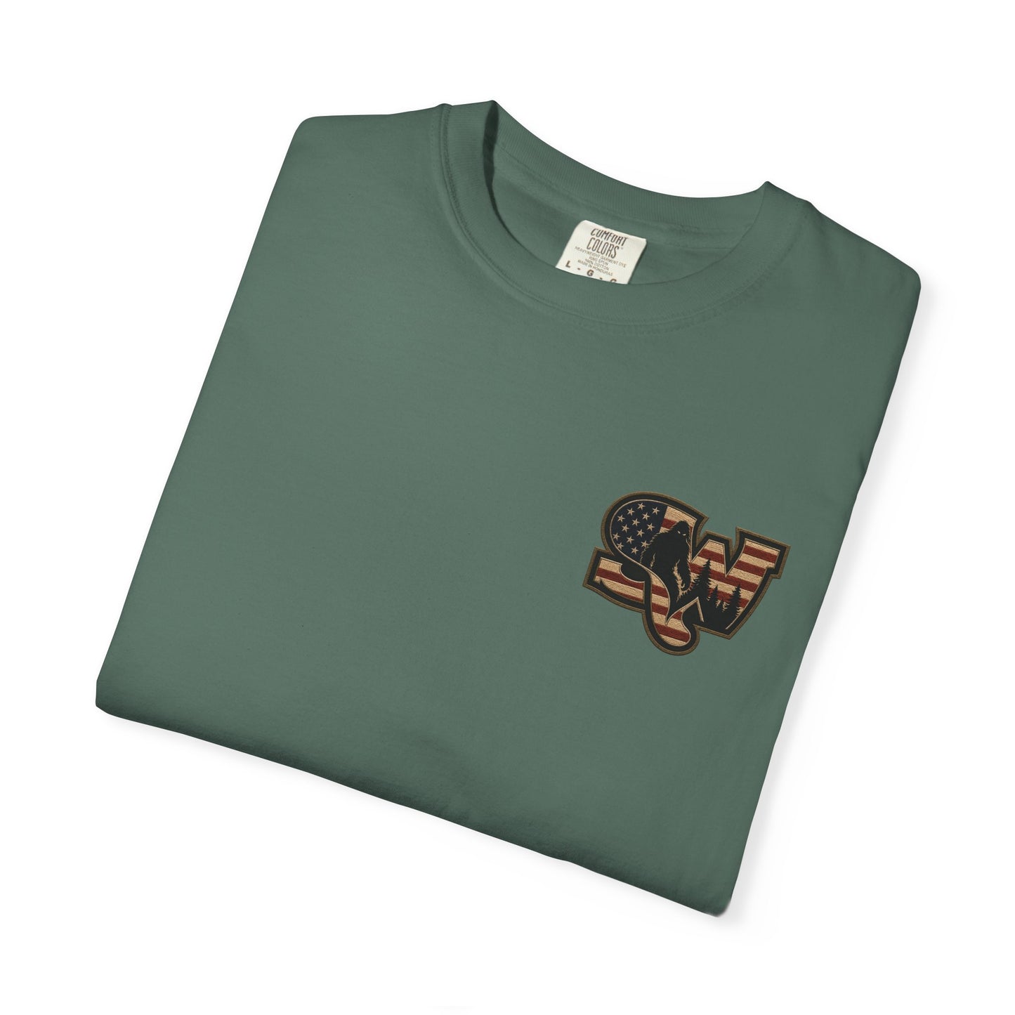 Patriotic Bigfoot Flag T-Shirt — American Sasquatch Graphic Tee