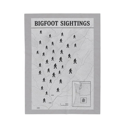 Oregon Bigfoot Sightings Velveteen Plush Blanket — Retro Map Sasquatch Throw Printify
