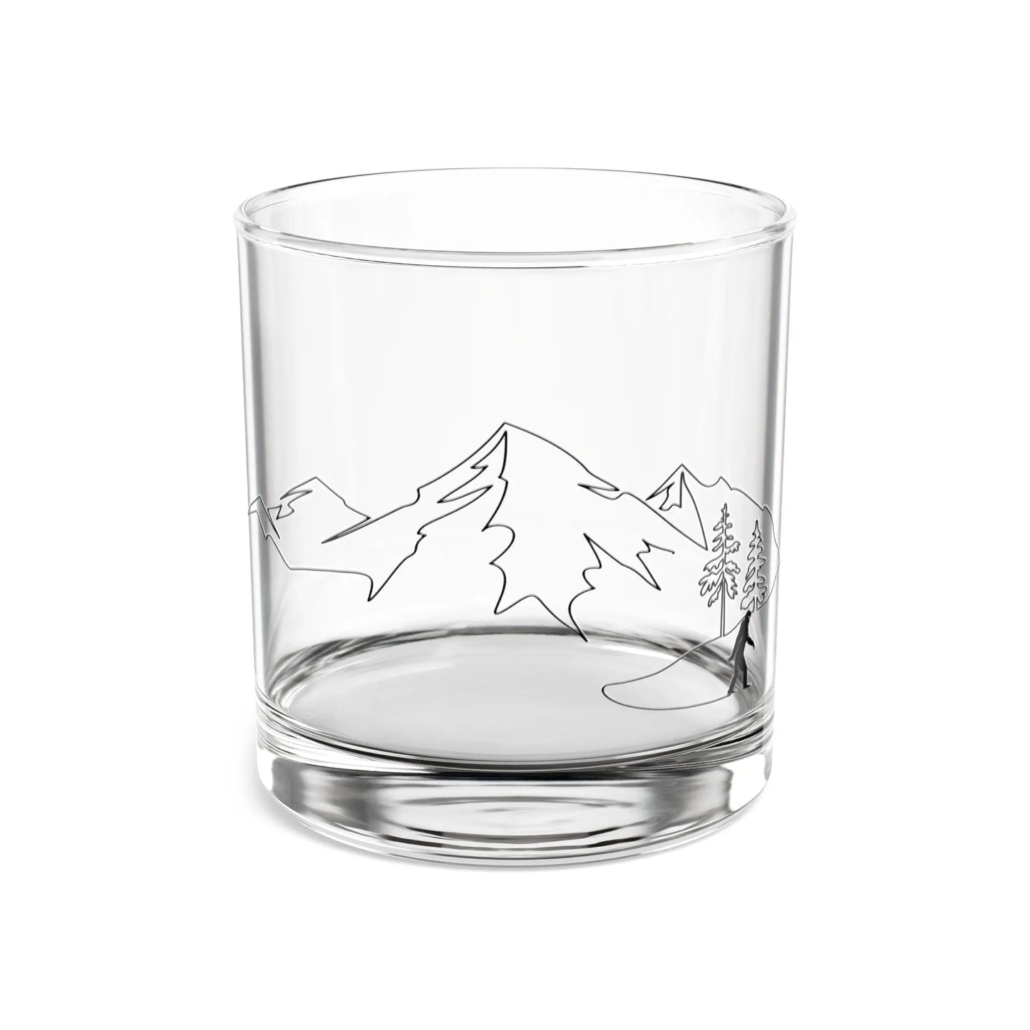 Mountain Etched 10oz Rocks Glass — Whiskey Tumbler with Scenic Pine & Peak Design Printify