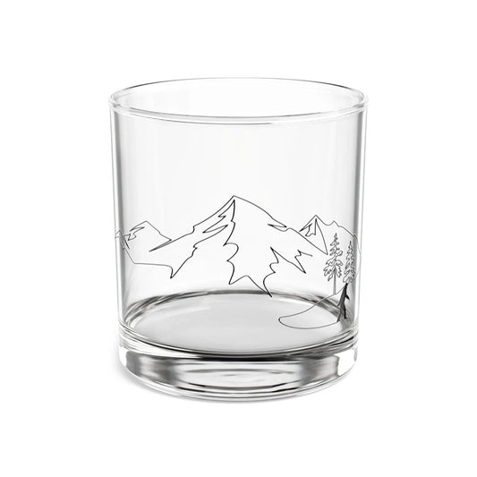 Mountain Etched 10oz Rocks Glass — Whiskey Tumbler with Scenic Pine & Peak Design Printify