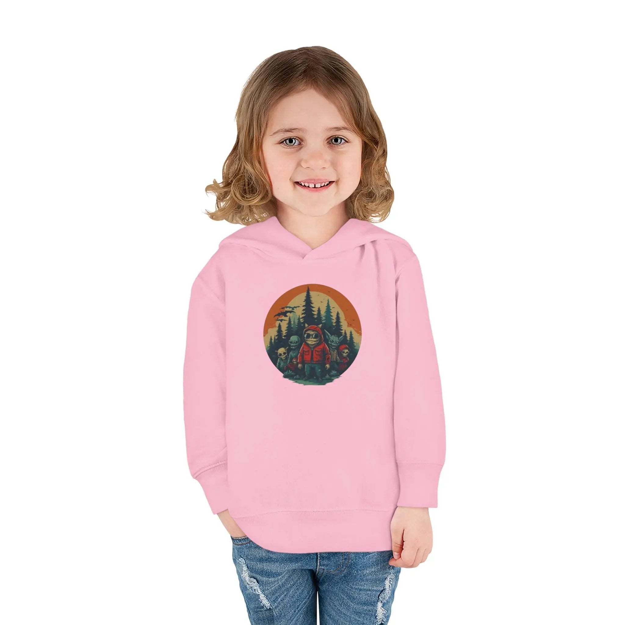 Adventure-Ready Toddler Pullover Fleece Hoodie – Cozy Kids Hoodie, Camping-Themed Gift, Fall/Winter Toddler Apparel Printify