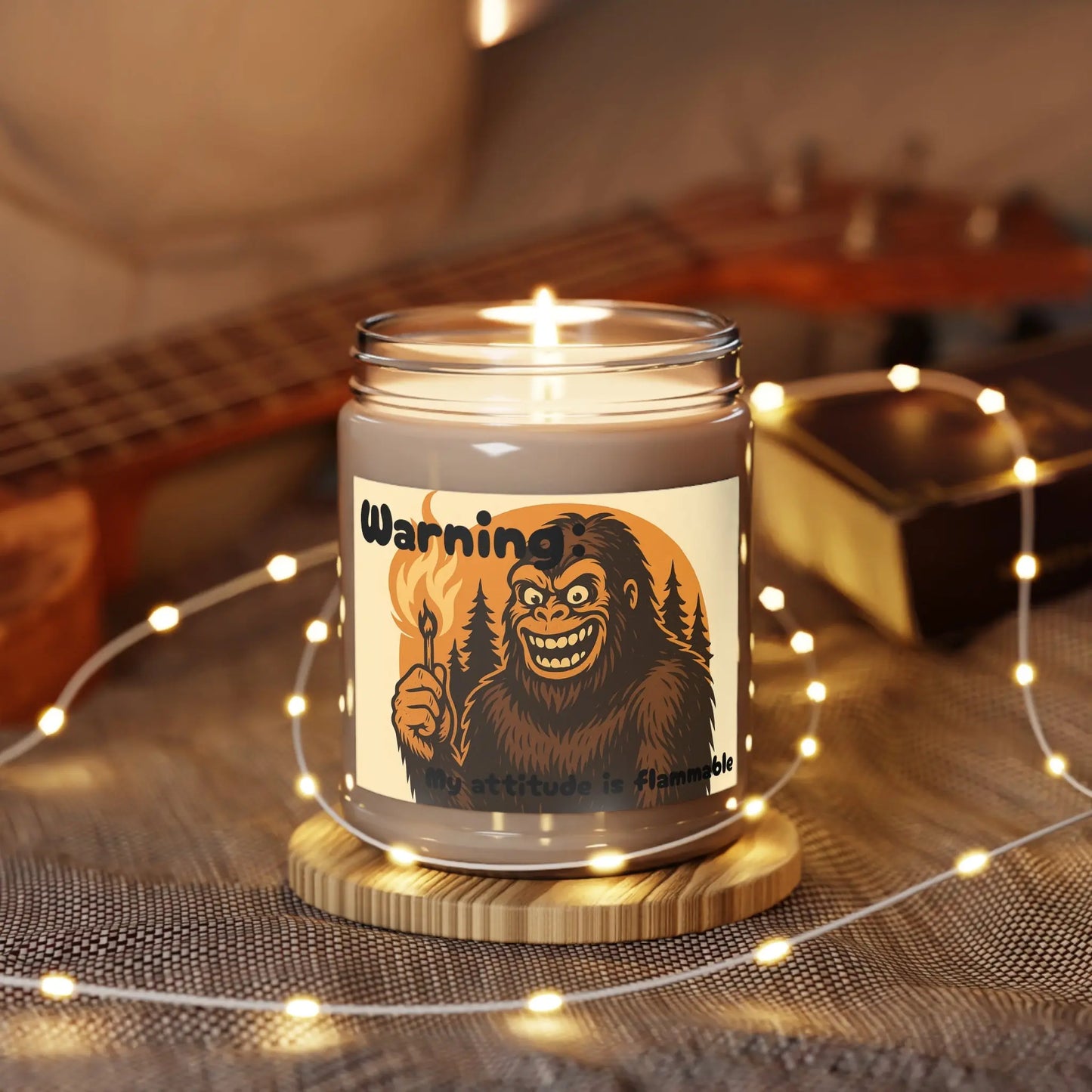 Warning: My Attitude Is Flammable Soy Candle — 9oz Jar Printify