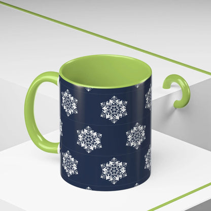 Bigfoot Snowflake Accent Coffee Mug – Navy Holiday Ceramic Cup (11oz/15oz) Printify