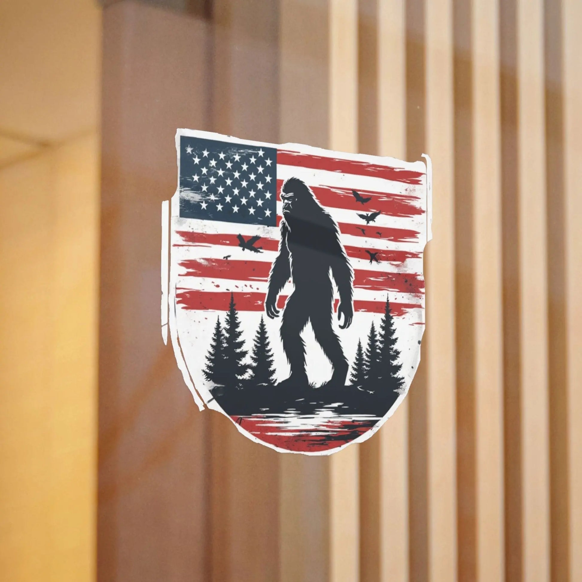 American Bigfoot Sticker — Patriotic Sasquatch Die-Cut Sticker Printify