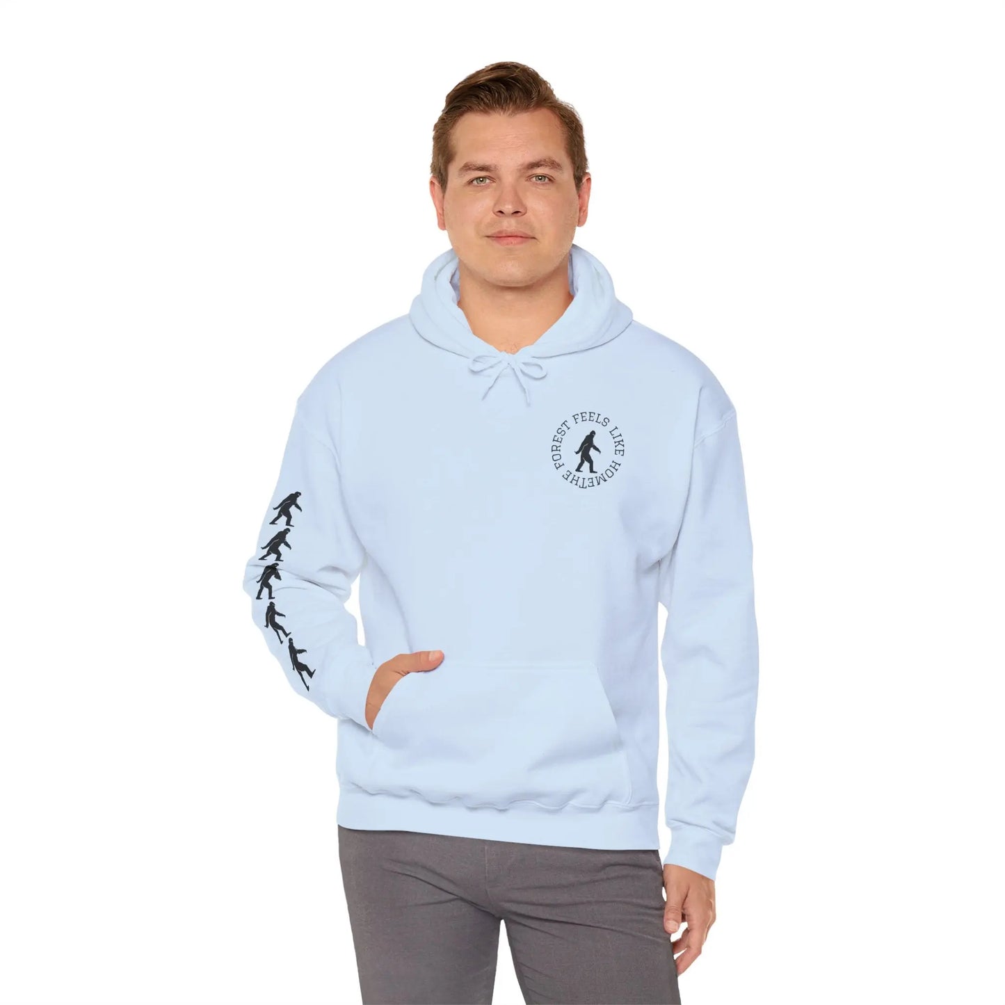 Bigfoot Forest Hoodie — Sasquatch Silhouette Sunset Pullover