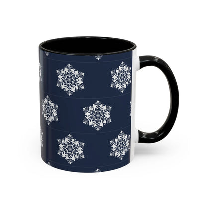 Bigfoot Snowflake Accent Coffee Mug – Navy Holiday Ceramic Cup (11oz/15oz) Printify