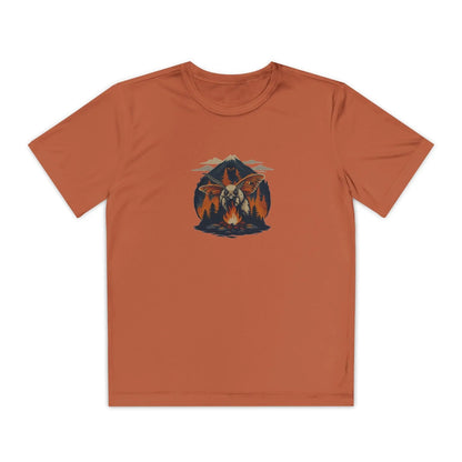 Youth Adventure Tee – Kids’ Mountain Design Outdoor & Hiking Shirt, Perfect Gift for Young Nature Lovers Printify