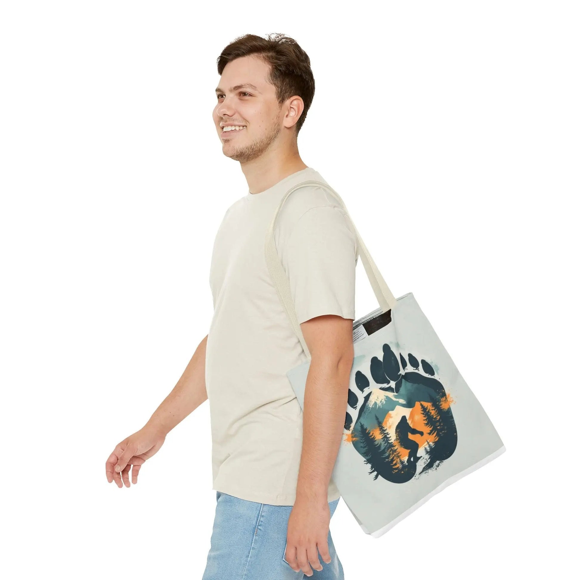 Bigfoot Forest Tote Bag — Sasquatch Mountain Scenic Tote Printify