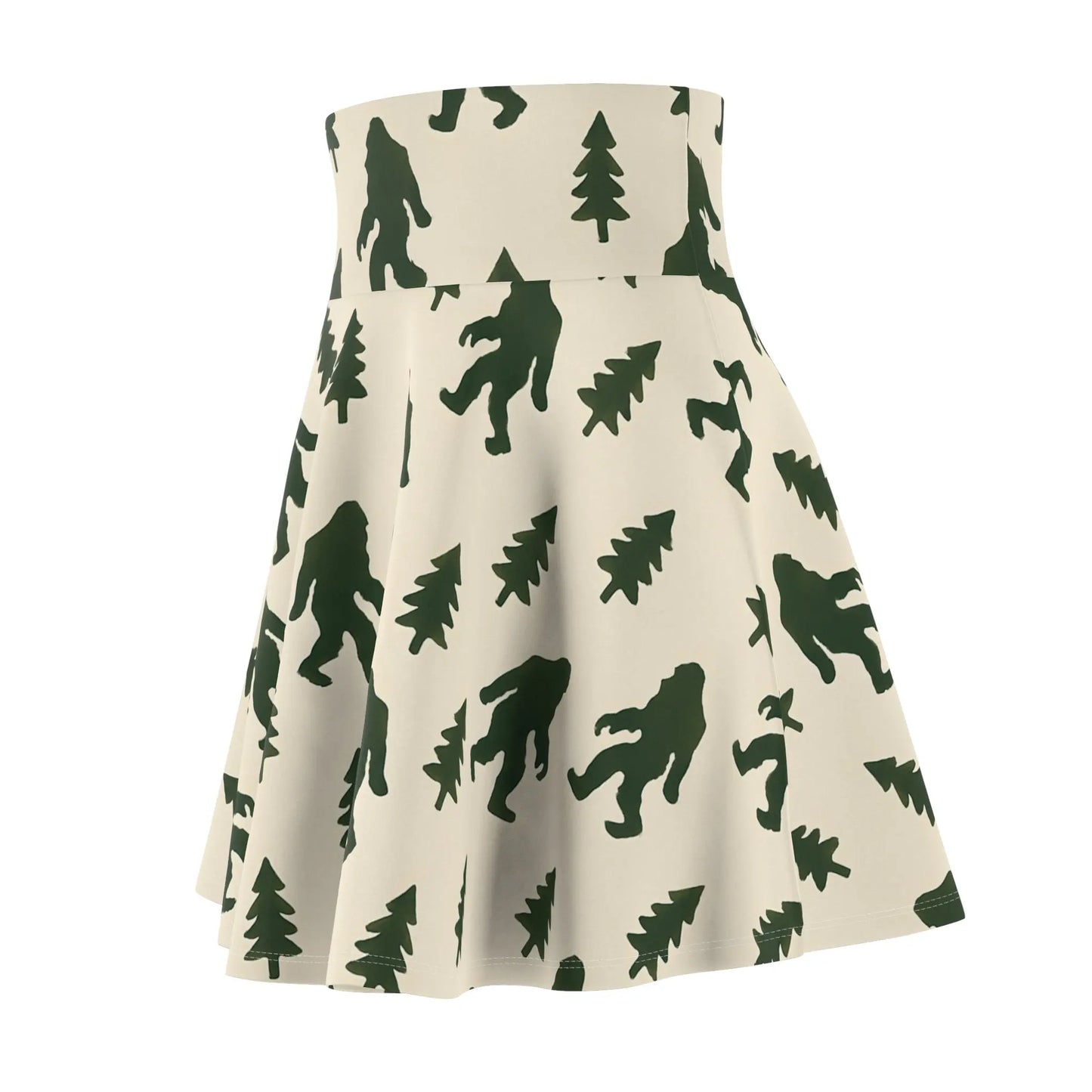 Sasquatch Forest Skater Skirt — Retro Bigfoot Print Printify