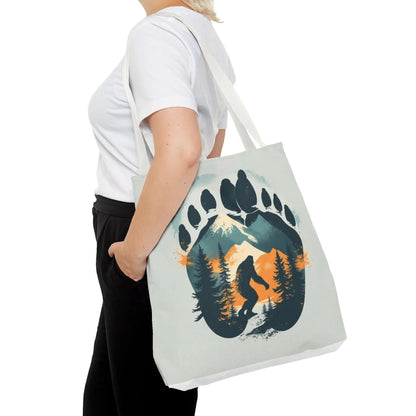 Bigfoot Forest Tote Bag — Sasquatch Mountain Scenic Tote Printify