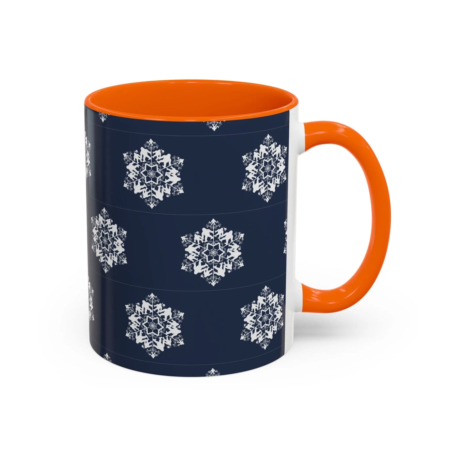 Bigfoot Snowflake Accent Coffee Mug – Navy Holiday Ceramic Cup (11oz/15oz) Printify