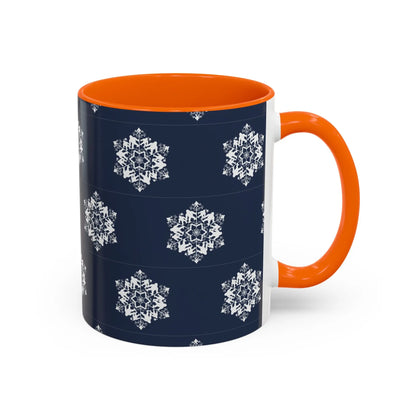 Bigfoot Snowflake Accent Coffee Mug – Navy Holiday Ceramic Cup (11oz/15oz) Printify