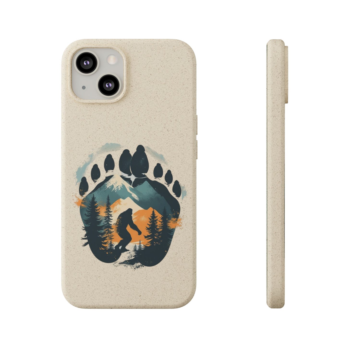 Bigfoot Print Phone Case – Compostable PLA & Bamboo Forest Design Printify