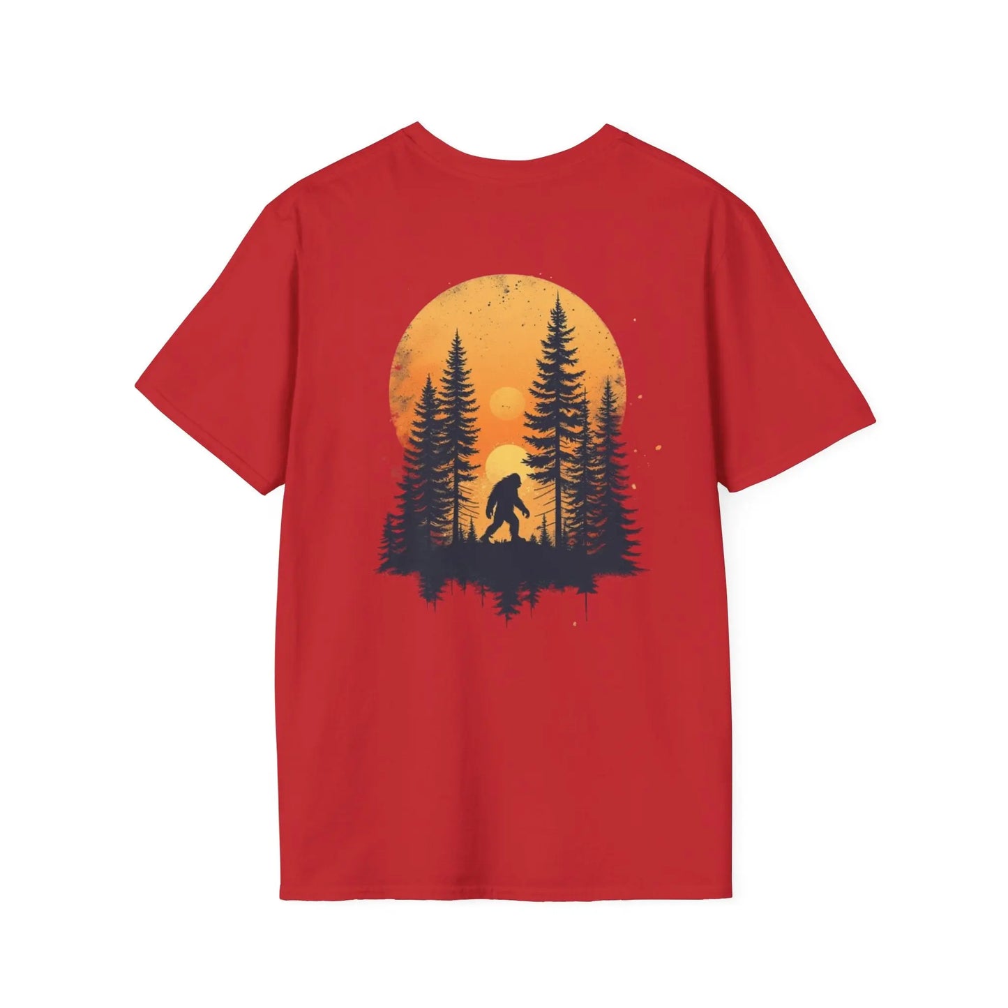 Bigfoot Sunset T-Shirt — Sasquatch Forest Graphic Tee Printify