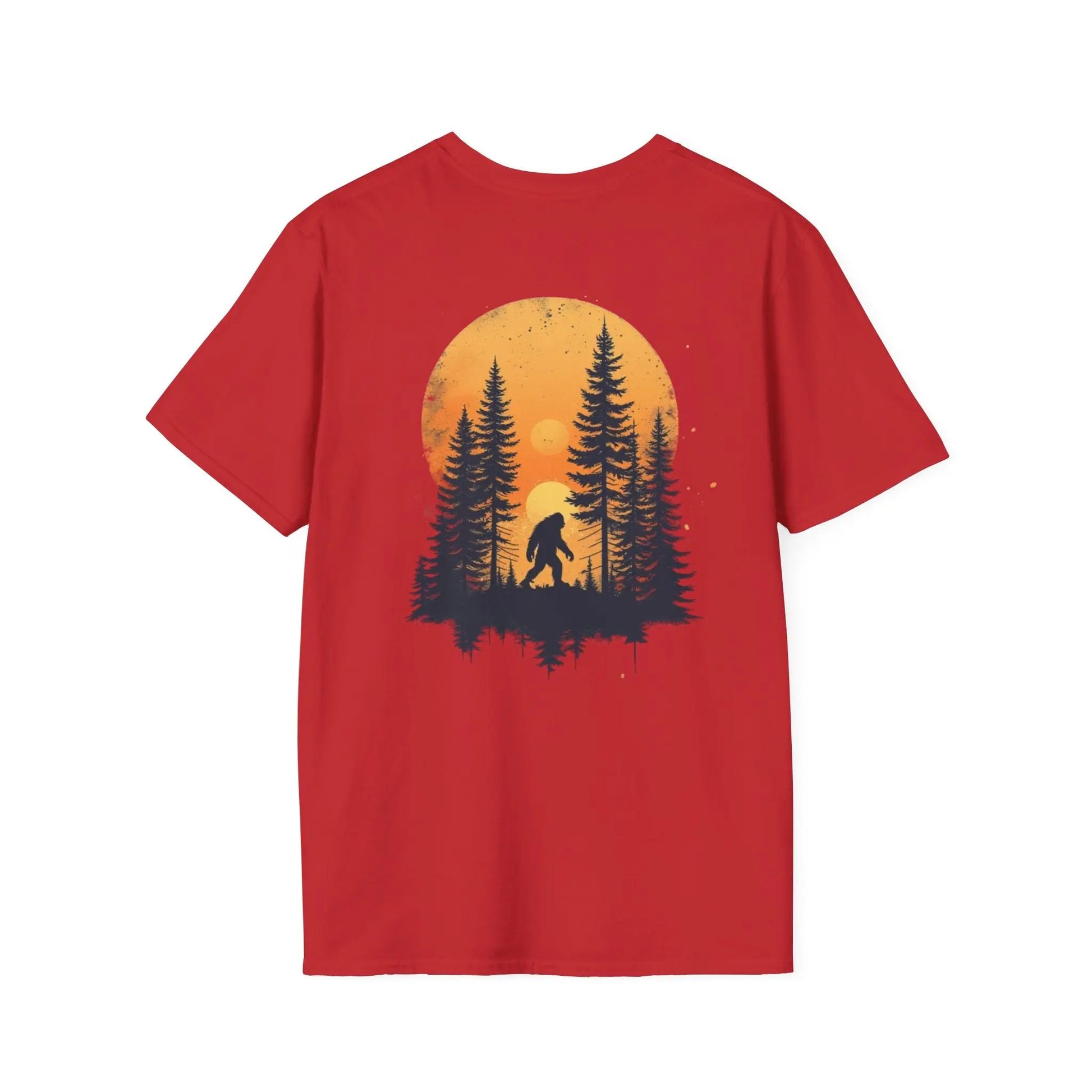 Bigfoot Sunset T-Shirt — Sasquatch Forest Graphic Tee Printify