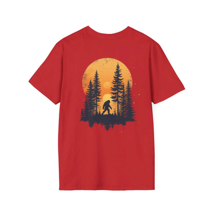 Bigfoot Sunset T-Shirt — Sasquatch Forest Graphic Tee Printify