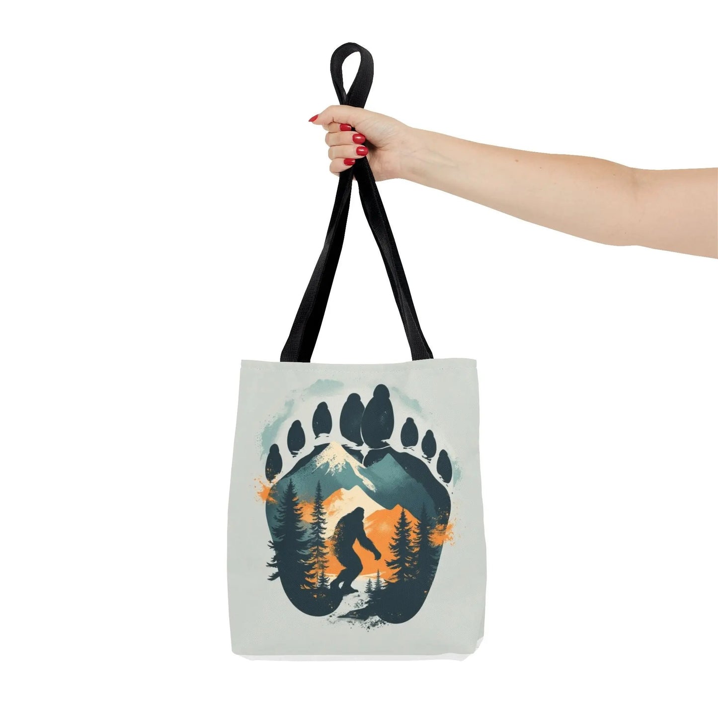 Bigfoot Forest Tote Bag — Sasquatch Mountain Scenic Tote Printify