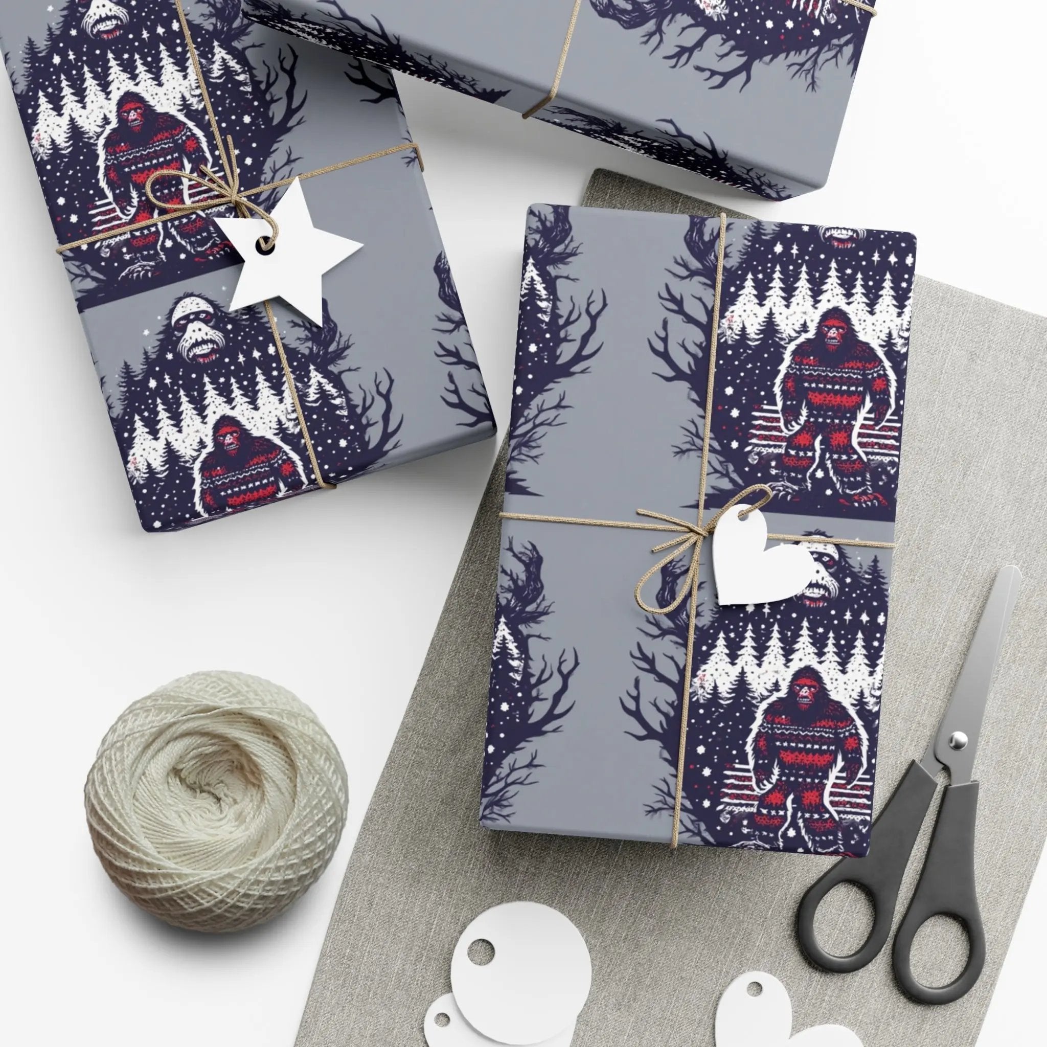 Cozy Bigfoot Gift Wrap Papers – Unique Eco-Friendly Wrapping for Nature Lovers, Holidays & Celebrations Printify