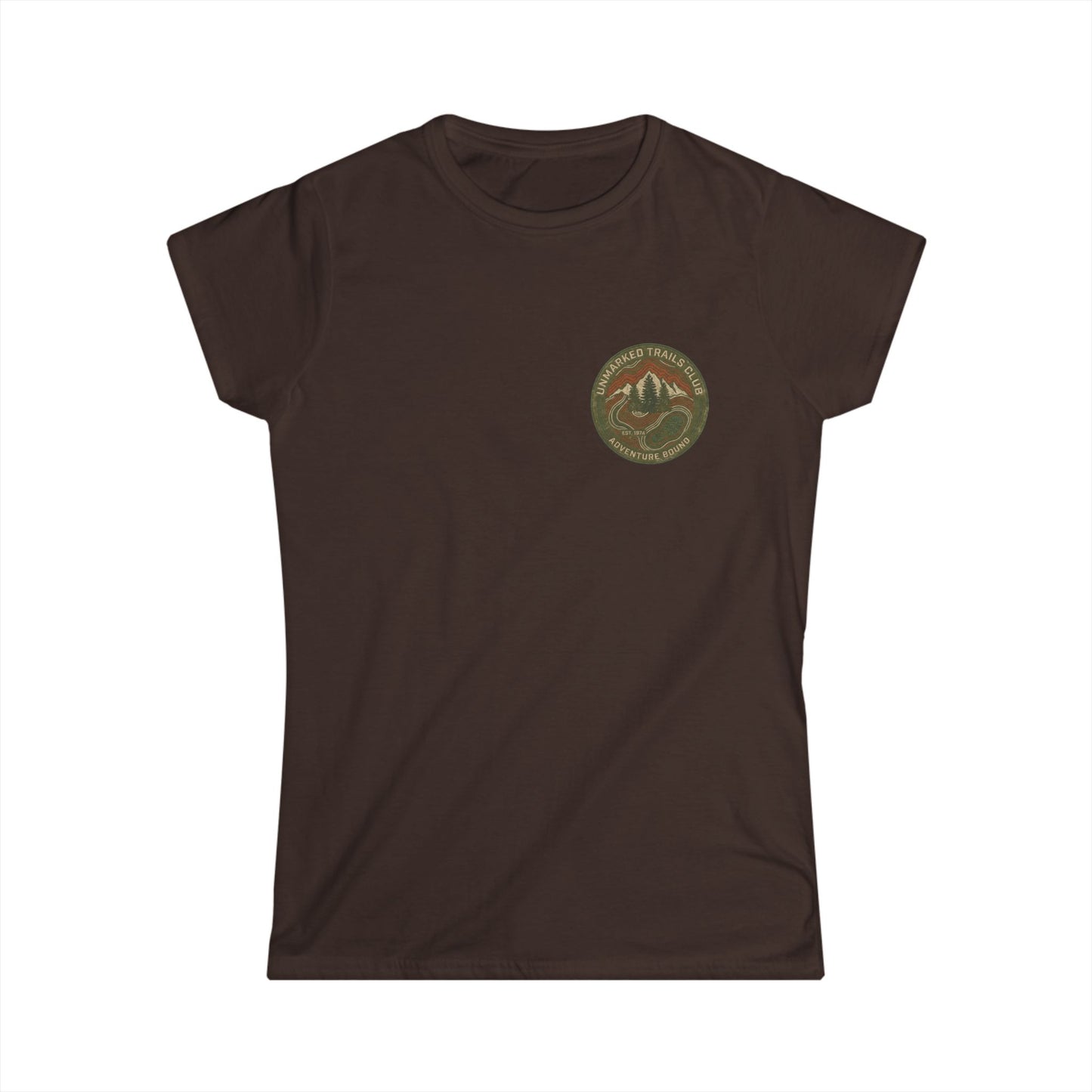 Women's Adventure Mountain Tee — Vintage Outdoor Patch Graphic