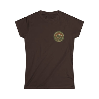 Women's Adventure Mountain Tee — Vintage Outdoor Patch Graphic