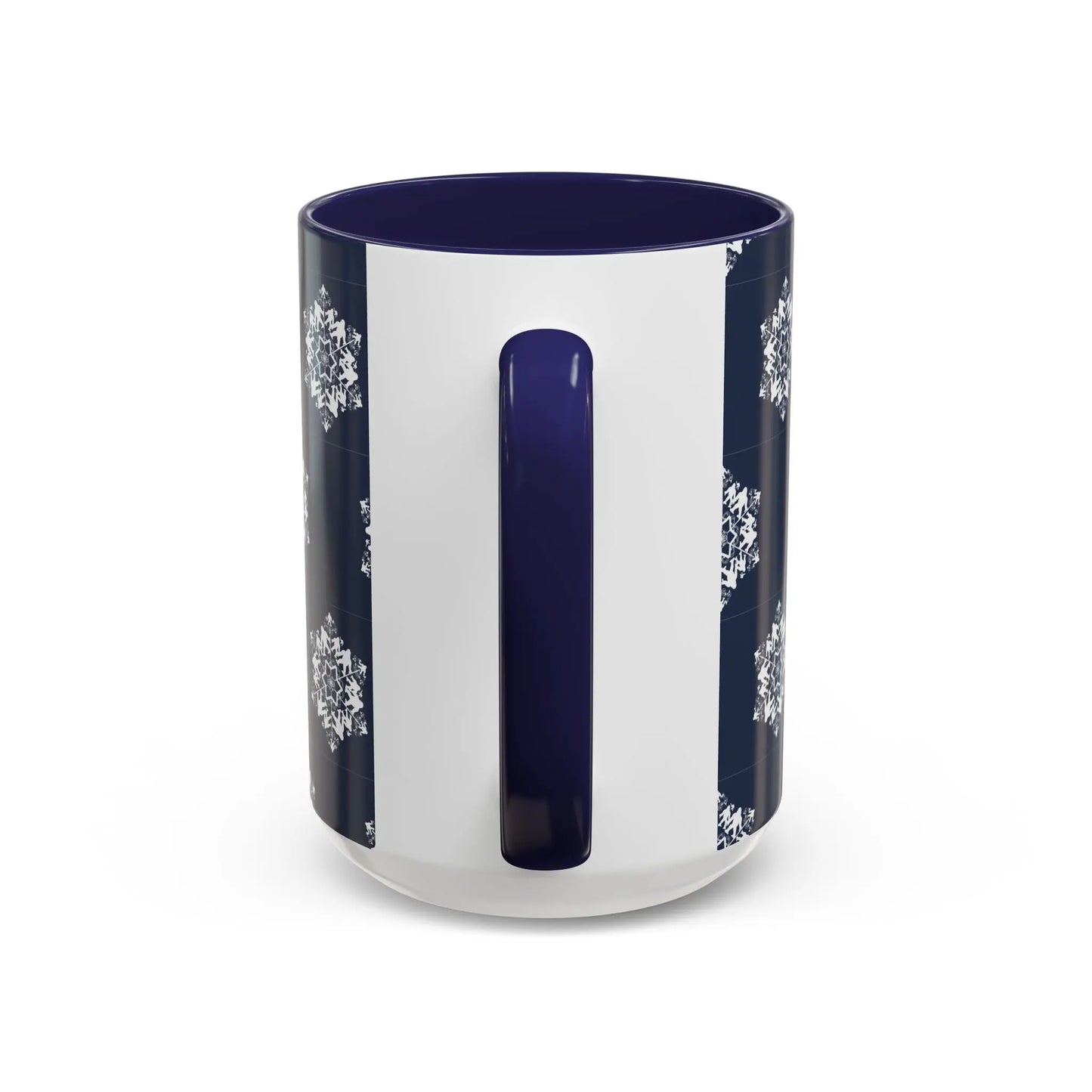 Bigfoot Snowflake Accent Coffee Mug – Navy Holiday Ceramic Cup (11oz/15oz) Printify