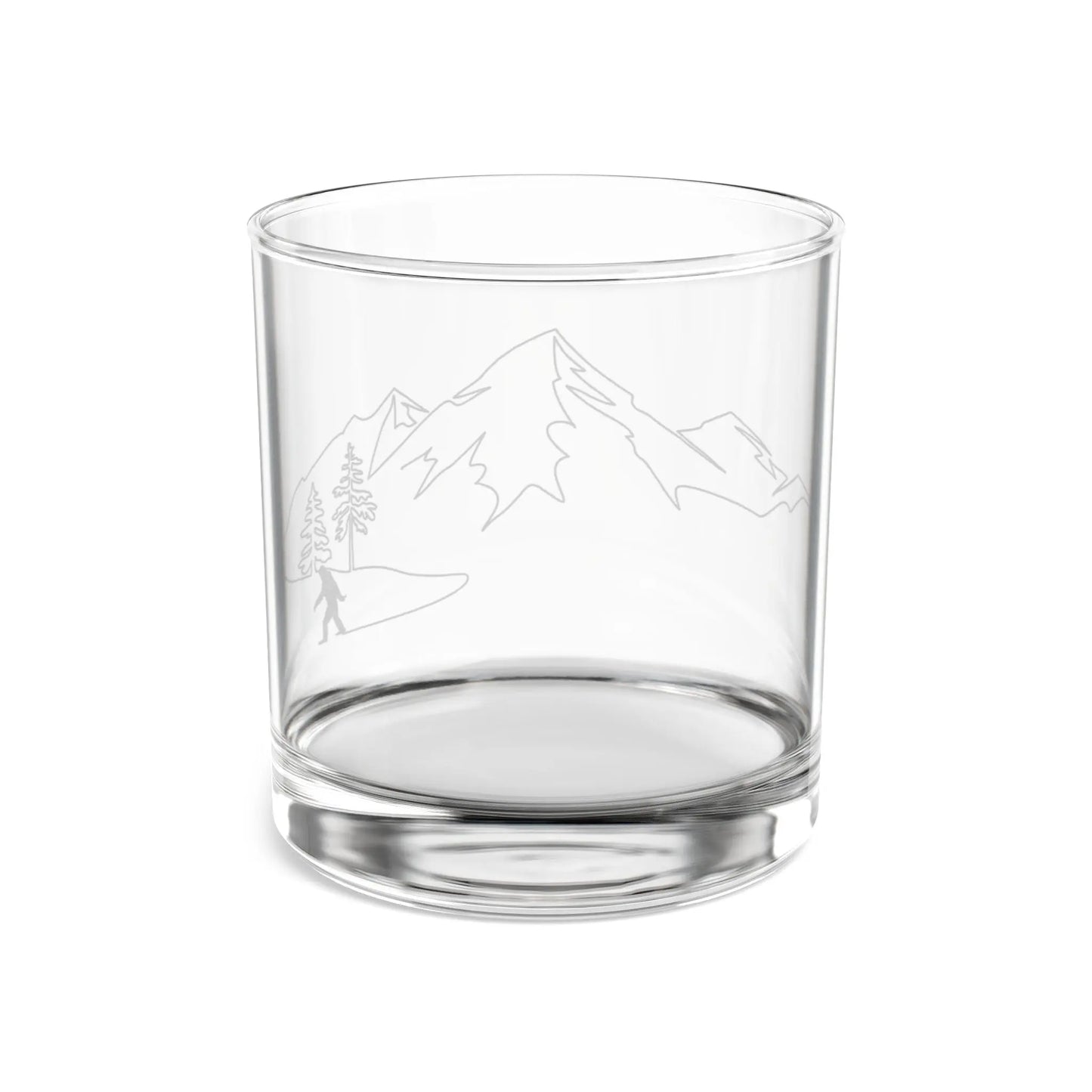 Mountain Etched 10oz Rocks Glass — Whiskey Tumbler with Scenic Pine & Peak Design Printify