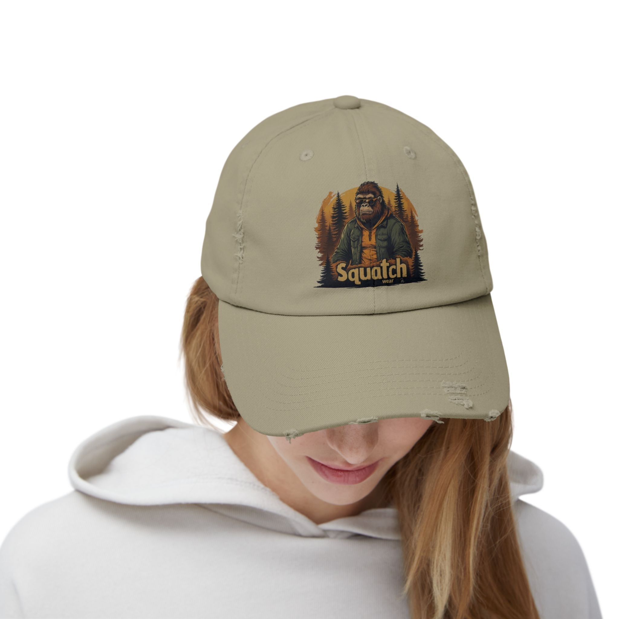 Unisex Distressed Squatch Cap – Casual Outdoor Hat for Hiking, Camping & Festivals Printify