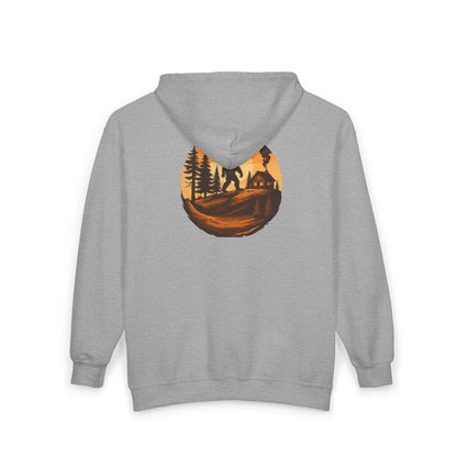 Bigfoot Woodland Zip Hoodie — Sasquatch Sunset Forest Full-Zip Sweatshirt Printify